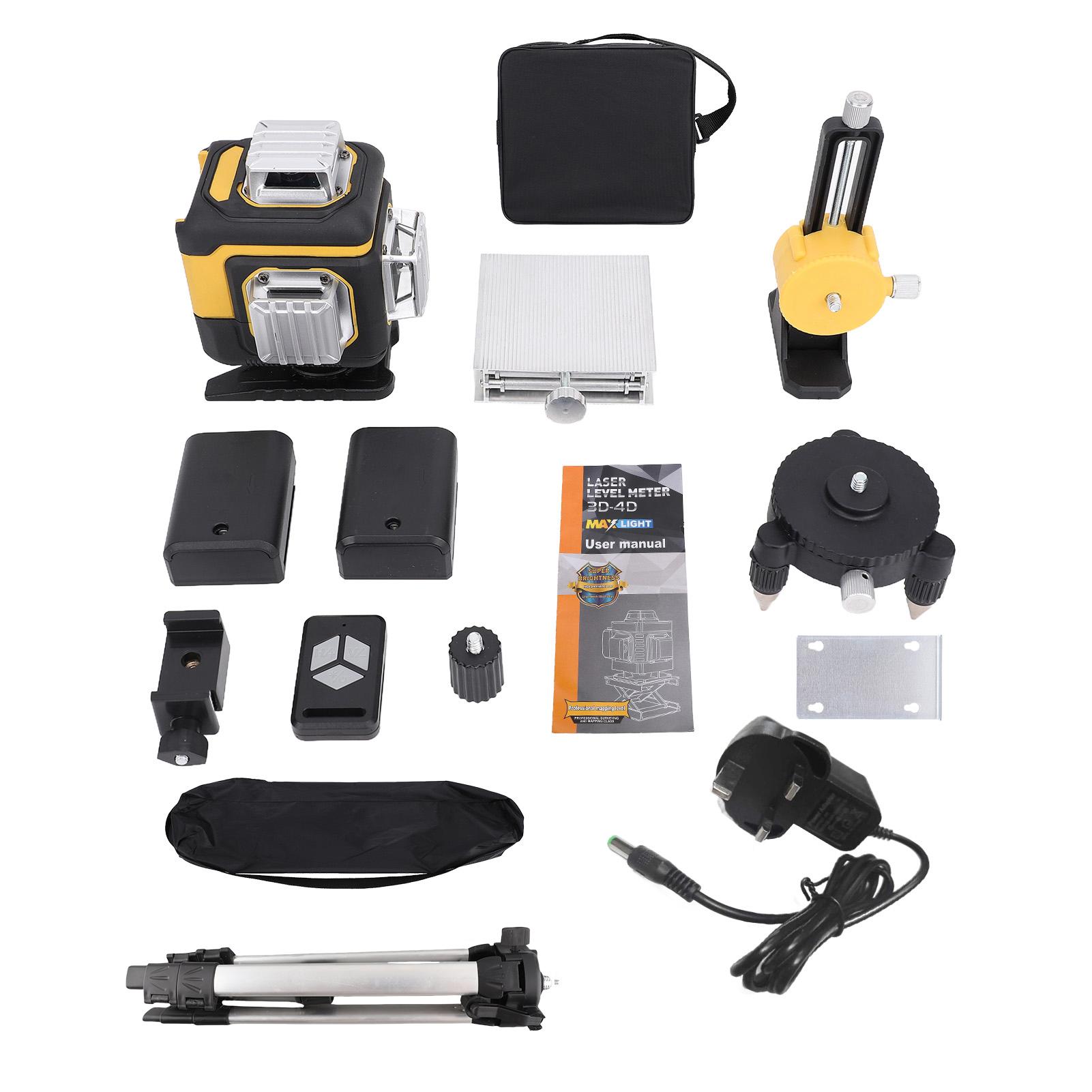 

Multifunctional 16 Lines Laser Level 3° Self-leveling 4D Green Cross Line Laser Machine Leveling Tool with 1.2M Tripod