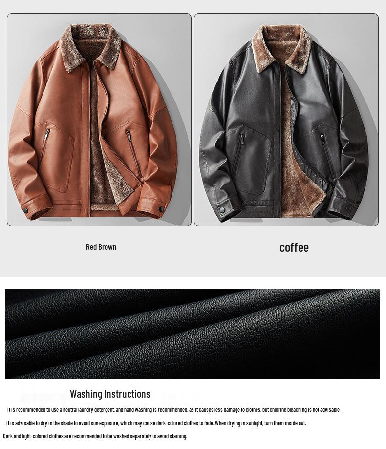 Nouvelle veste épaisse en daim pour homme - Automne/Hiver Cuir PU Décontracté d'affaires, Manteau à col carré Tendance
