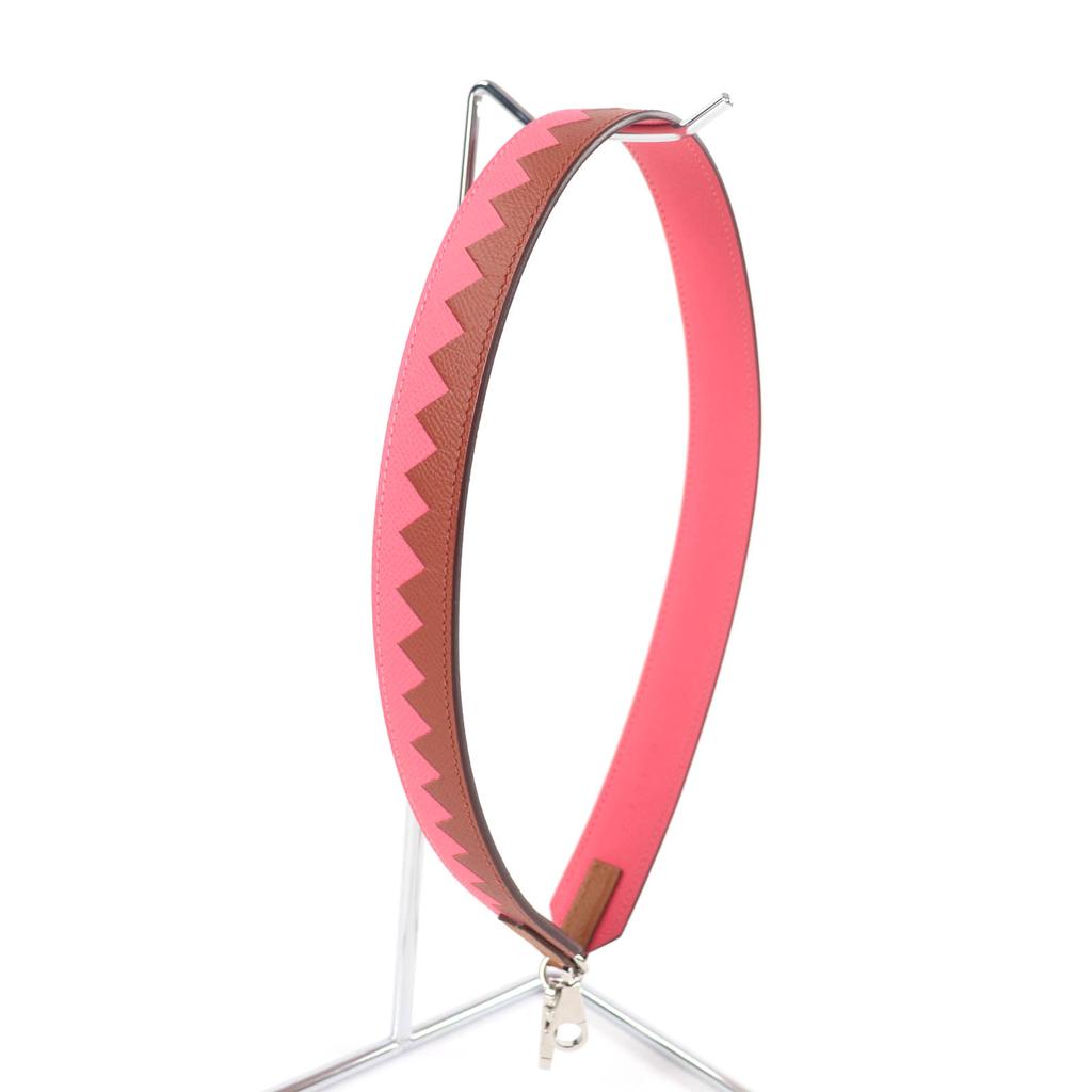 Great HERMES Shoulder Strap Bandouliere Trace Cuir Epsom Leather Women Used