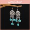 Retro Long Skeleton Earrings With Electroplating For Female Halloween Accessory Costume