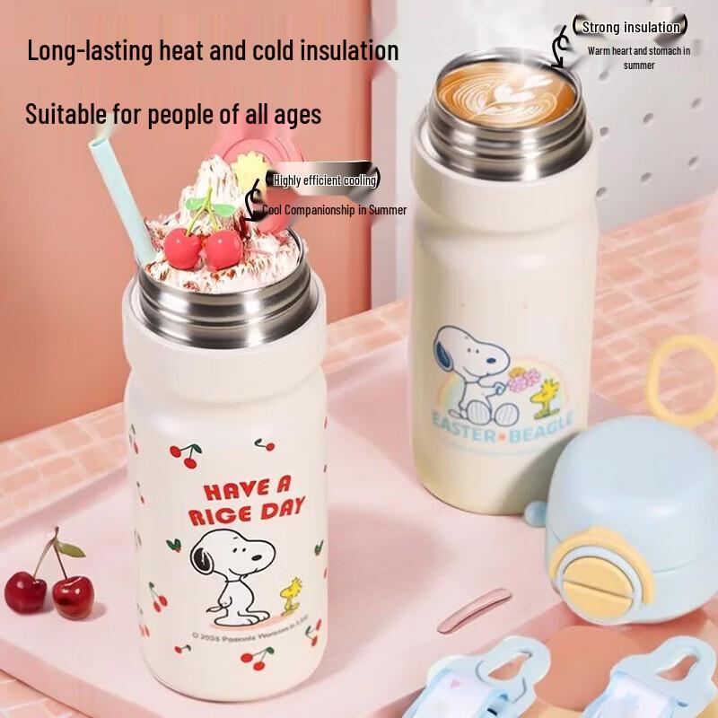 SNOOPY 500ml 316 Stainless Steel Kids' Insulated Straw Bottle