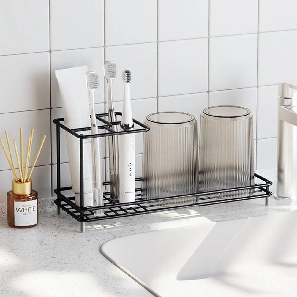 Non-Slip Toothbrush Holder Carbon Steel Electric Toothbrush Stand Toothpaste Shelf Bathroom