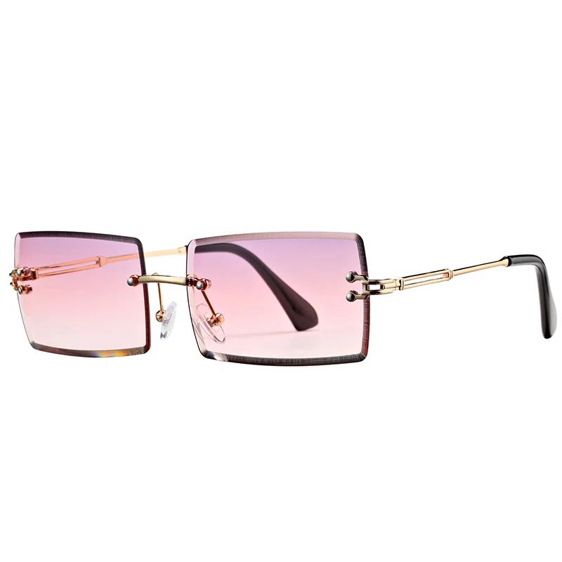 New Rimless Rectangle Sunglasses for Women Men Trendy Frameless Square Shades Ultralight UV400 Eyewear Unisex