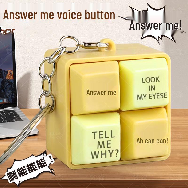 Knife Shield Sound Button Keychain: 4-Grid Decompression Toy Pendant