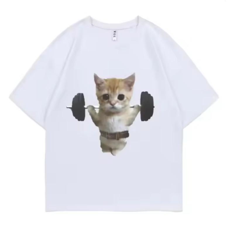 

Summer Funny Gym Sam Sulek Cat Graphic Print Tshirts Unisex Women Cute Fitness Pump Cover Tshirt Women Meme T Shirt Short Sleeve 4XL
