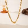 French Titanium Steel Heart Choker Necklace And Bracelet Set Sweet Peach Heart Tassel Design Women Jewelry