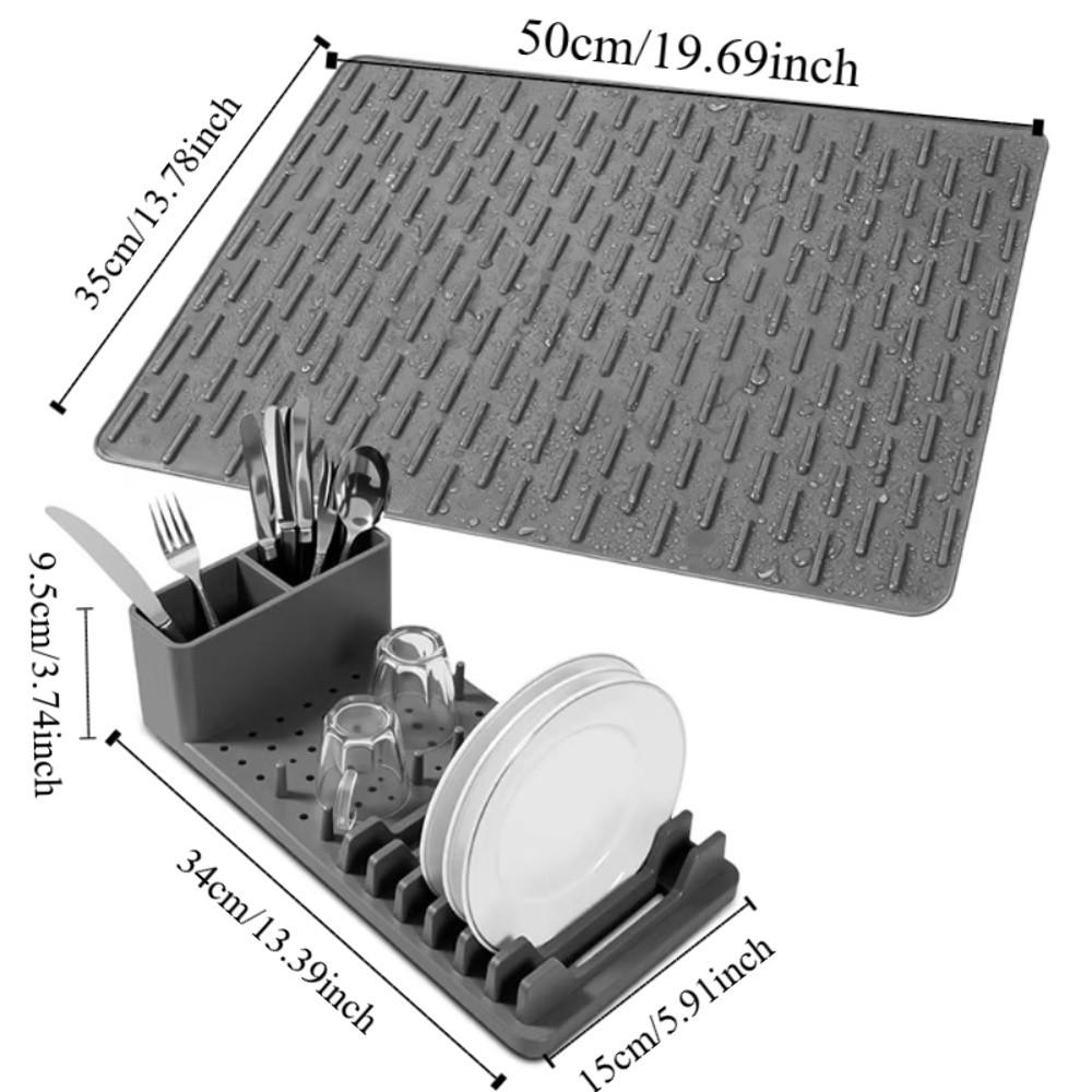 Silicone Dish Drying Mat Heat-resistant Sink Dish Organizer Durable Dish Drying Rack  Kitchen