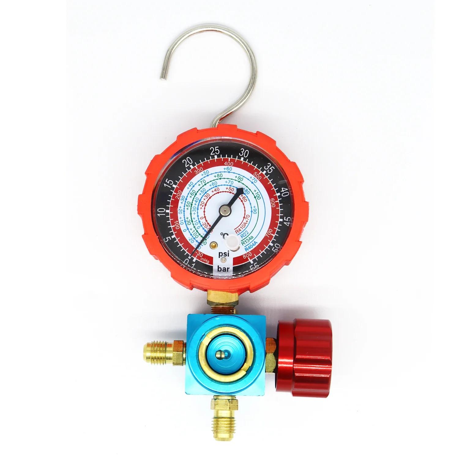

For R410A R22 R134a R404A Air Condition Gauge Refrigerants Manifold Gauge Manometer Valve 800psi/500psi with Visual Mirror