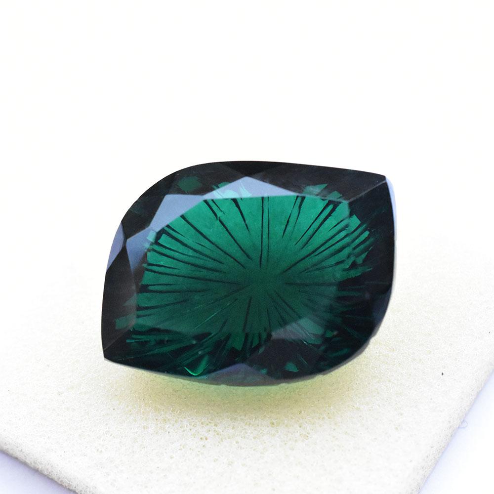 Lab-Created Green Emerald Loose Gemstone 29x22mm Fancy Shape for Jewelry Making and Gem Collections