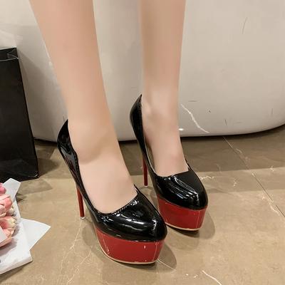 Women's Single Shoes with Heels Square Heel Round Toe Shallow Mouth Shoes Women Dress Party Large Size Sweet Zapatillas De Mujer