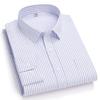 Classic Striped Men Formal Shirt Long Sleeve Office Solid Color Anti-Wrinkle Fashion Business Pocket White Social Shirt