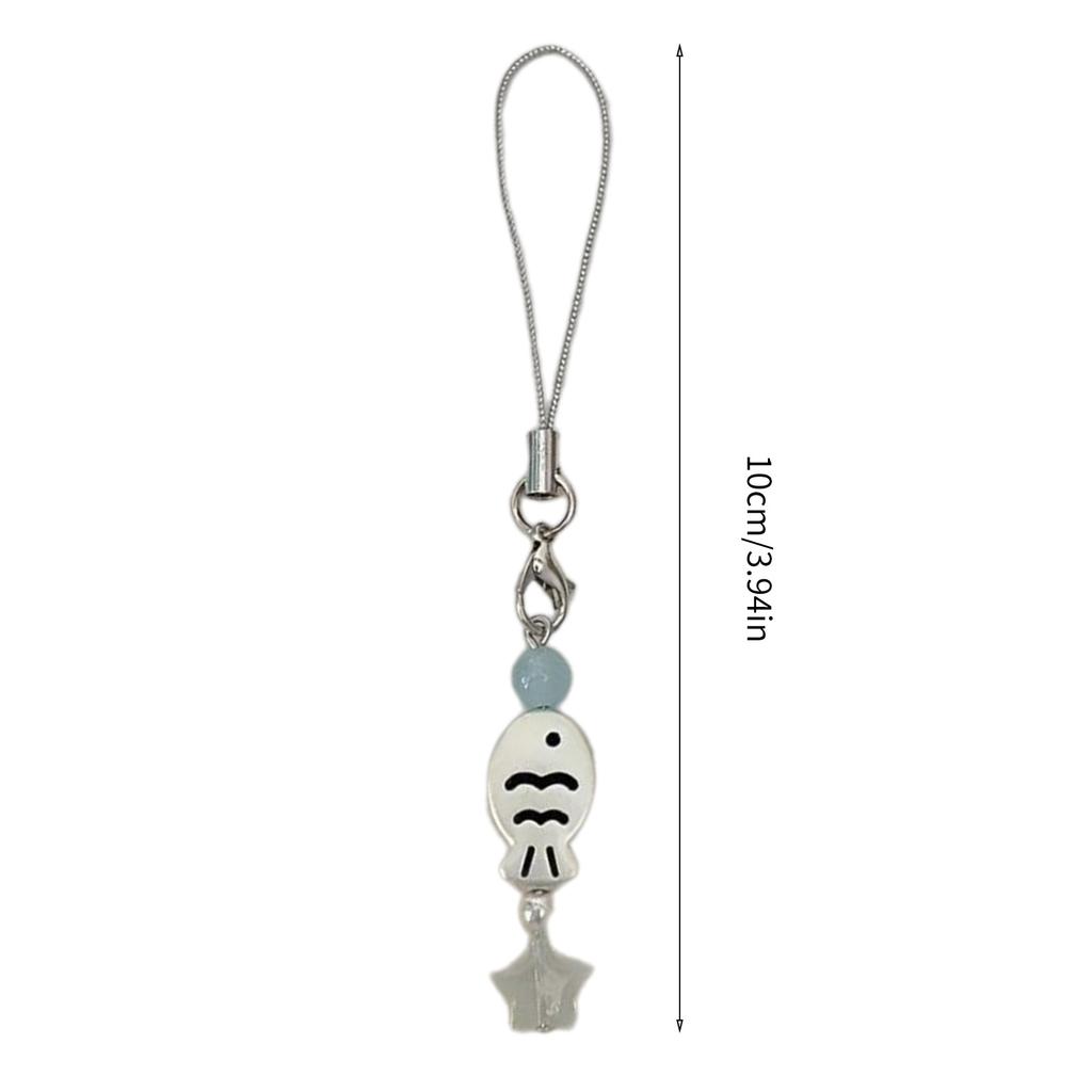 Stylish Fish Phone Chain Ornament Snapper Star Beaded Cellphone Pendant Phone Lanyard Bag Charm for Fashion Individuals