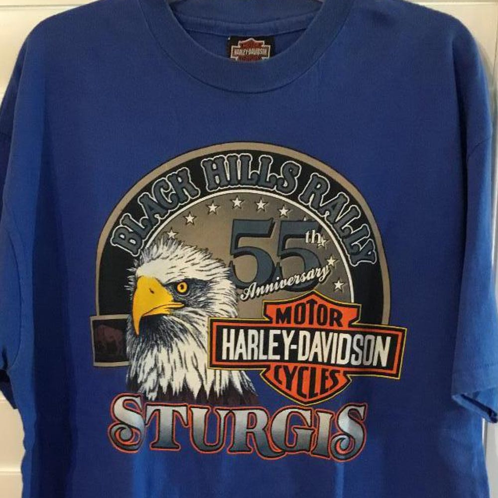Vintage Harley Davidson Sturgis 55th Black Hills Rally Mt. Rushmore South Dakota. Official Harley Davidson 1995 Rally T Shirt XS