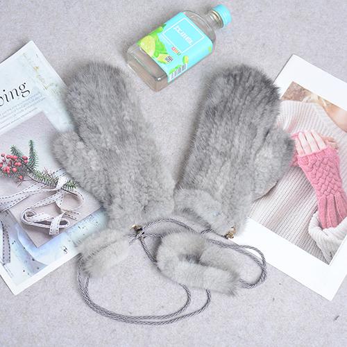 Fashion Winter Women Gloves Genuine 100% Real Mink Fur Glove Knitted Mittens Thick Warm Fur Gloves Mittens