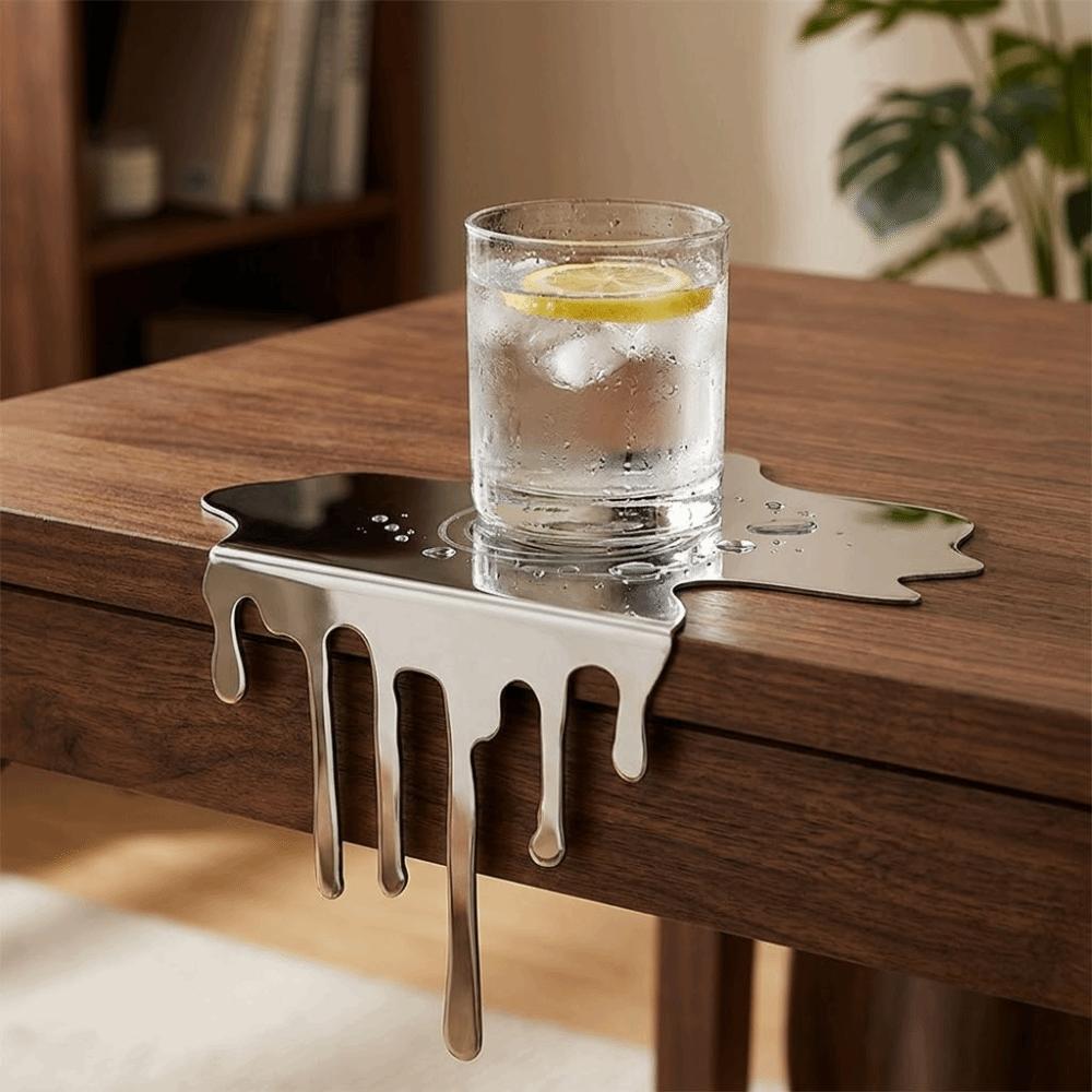 Mirror Finish Tabletop Coffee Coaster Minimalist Mug Pad Water Drop Reflection Decoration Study