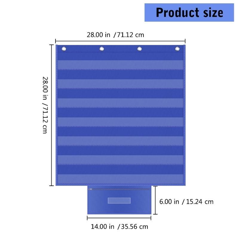 Pocket Chart Educational Hanging With 7 Transparent Storage Pockets