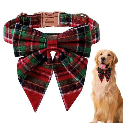Adjustable Plaid Bow Tie Dog Collar for Puppy Cute Bowknot Pet Holiday Accessory Puppy Cat Collar Comfortable Fashionable
