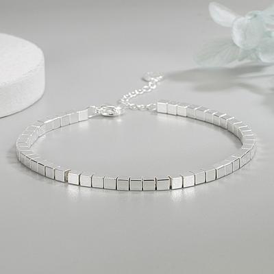 Handstring Women's Simple Square Tube Geometric Texture Personalized Trendy Li Jiaqi Small Square Bracelet