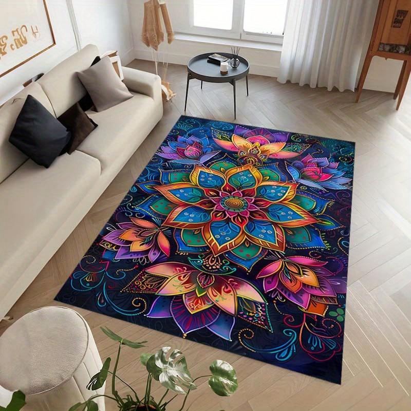 Mandala Flower Rug Bohemian Style Living Room Decor Colorful Carpets Boho Rug