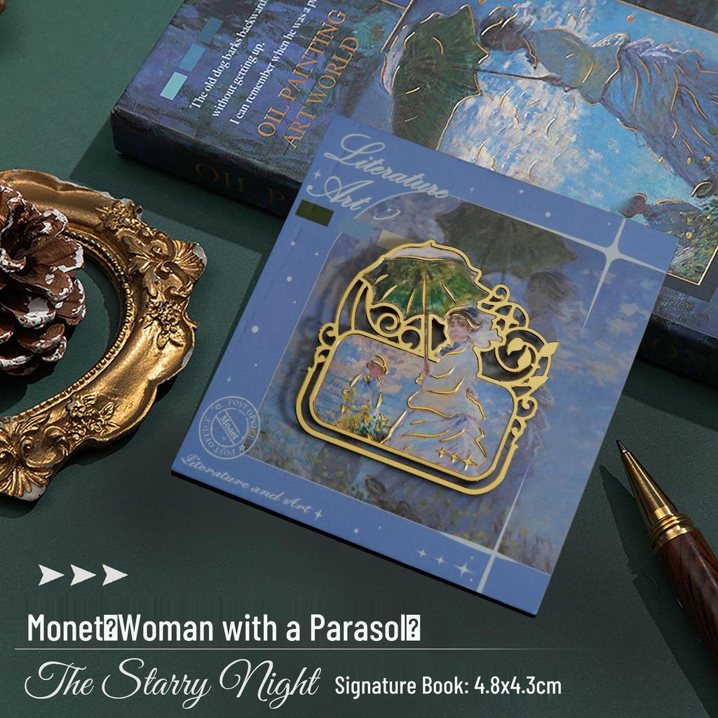 Elegant Metal Bookmark Set: Oil Painting-Inspired New Year Gift Box for Students.