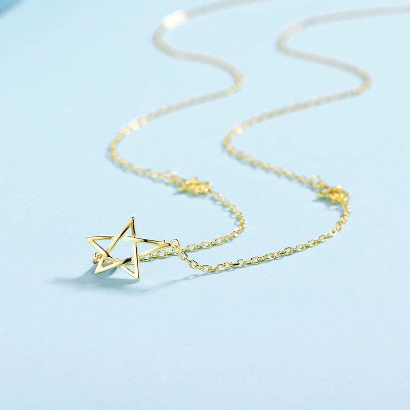 

Ожерелье с полой звездой, пятиконечная звезда, супер фея, свежая ключичная цепочка, новогодняя, универсальная