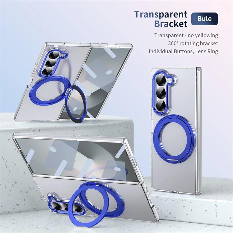 360°Rotating Magnetic Holder Phone Case for Samsung Galaxy Z Fold 7 6 5 4 3 Screen Protector Magsafe Wireless Charging Cover