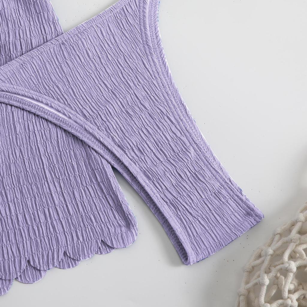 2025 Trendy Solid Color Sexy Halter Bikini Three-Piece Set