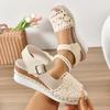 Wedge Sandals for Women Summer 2025 Peep Toe Ankle Strap Platform Sandals Woman Thick Sole Casual Beach Shoes