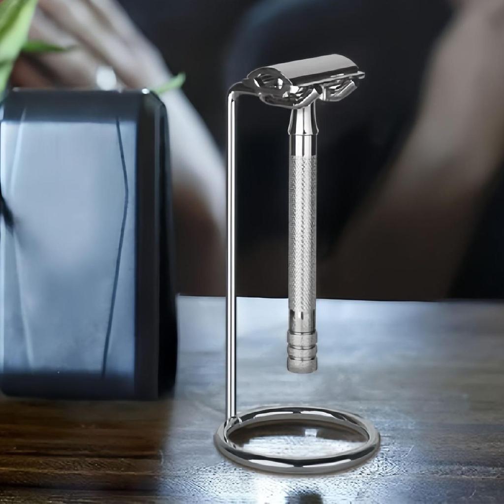Shaver Holder for Men Stainless Steel Shaver Stand Support Display Stand Storage Rack Long Handle Shaving Portable Counter