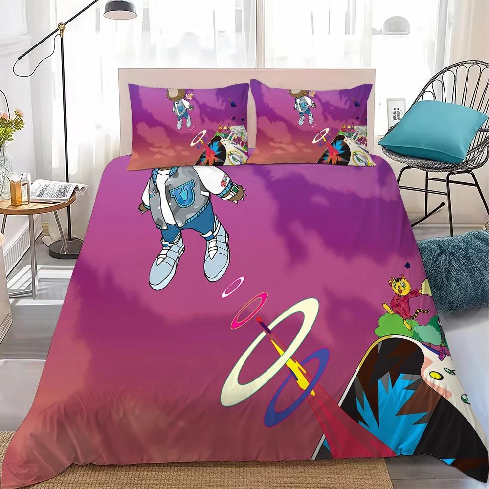3D K-Kanye Hete Zanger W-West Dekbedovertrek Set Beddengoed Set volwassenen Jongen Meisje Slaapkamer Decoratie 2/3-delige set Enkel Dubbel Maat 100x135cm (2pcs)