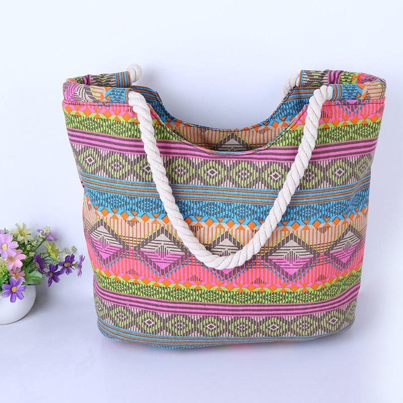 

Casual Summer Beach Women Bag, High Quality Canvas Handbags, Fashi Shoulder Lunch Bag 40x12x30cm