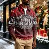 Men's Casual Christmas Print Collared Sweatshirt for Holiday