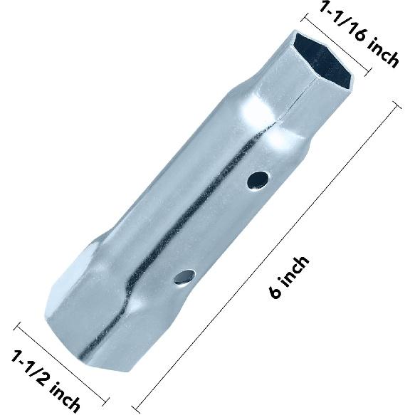 Skoutag RV Water Heater Element Wrench Socket, Dual Hex Wrench Removal Tool For Anode Rod, 1-1/16 In X 1-1/2 In X 6 In, Hex Socket For All