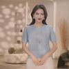 Summer 2026 Elegant Women's Mulberry Silk Tencel Knit Hollow Round Neck Pullover Top
