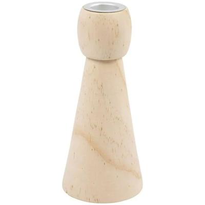 Candle Holder - Conical In Wood - 14.5 X 6.5 Cm - 10 Pcs - Beige