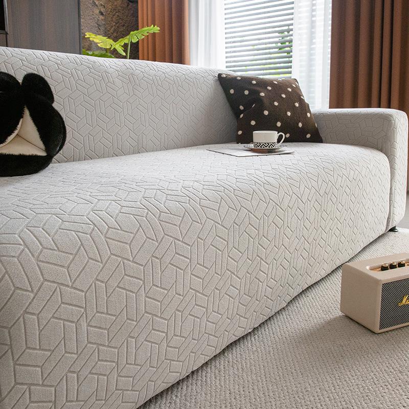 Simple Solid Polar Fleece Sofa Cover High Elastic Soft Couch Slipcover for Four Seasons Easy-Care All-Cover Armchair Protector