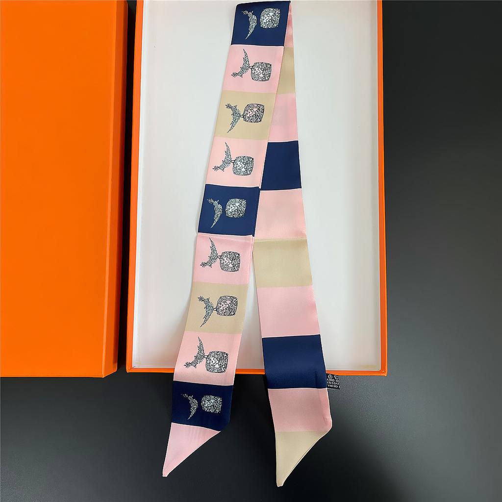 Double Colored Paisley Twill Silk Scarf New Brand Design Luxury Scarf Women Foulard Skinny Bag Scarves Neckerchief Hair Headband