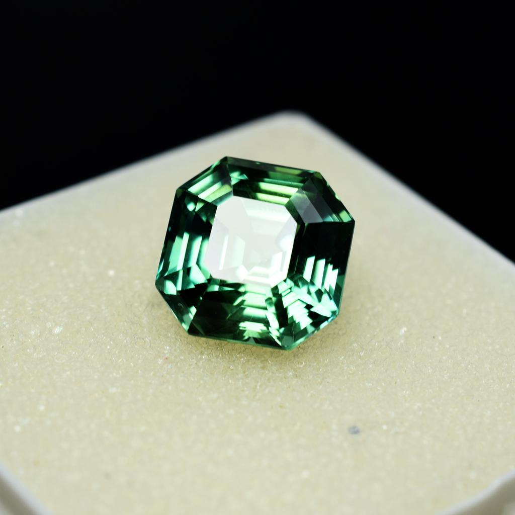 Natural Bluish Green Grandidierite Loose Gemstone Square Cut 10.36 Ct for Jewelry Making and Crafts