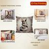 2D Cute Bunny Dressed In Pink Floral Dress Pillow Covers Pattern Cushion Cover Suitable For Sofa Bedroom Car Pillow Cover