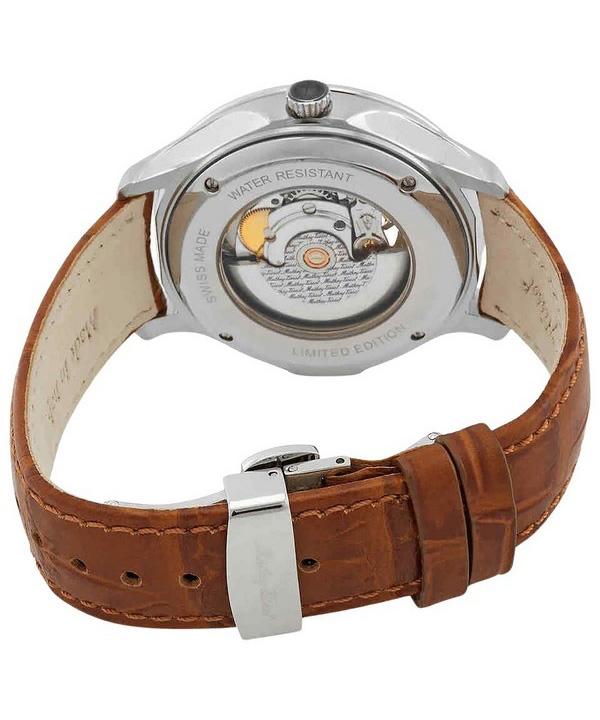 Mathey-Tissot Edmond Limited Edition Leather Strap Open Heart Silver Dial Automatic MC1886CIA Men's Watch