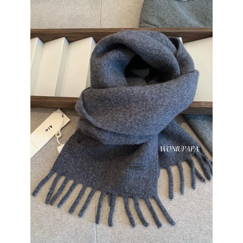 Solid color Fringed Scarf for Women High Density Thickened Warm Plush Scarf for Autumn and Winter