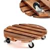 Wooden Base Plant Stand Holder Round/Square Rolling Wheeled Pot Trays Flower Pot Rack Tray  Garden