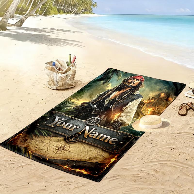 Name Custom Johnny Depp Print Beach Towel, Large Soft Quick Dry Towel for Beach Camping Swimming