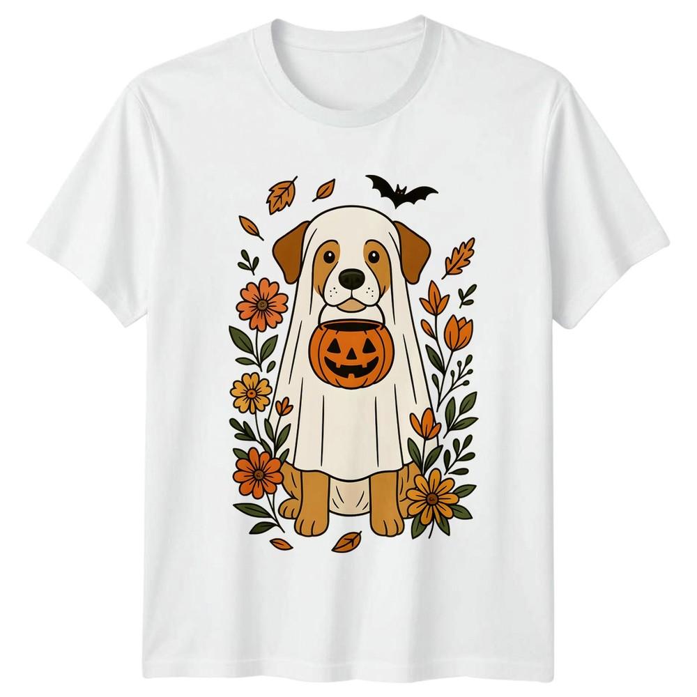 Unisexs TShirt Ghost Dog Halloween Floral Puppy Halloween Gift For Her S