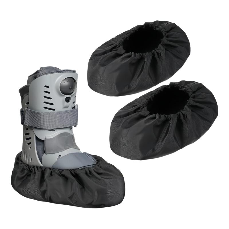 Pachet de 2 Protecții Reutilizabile Negre pentru Picior pentru Pacienți cu Leziuni Impermeabile și Rezistente la Alunecare Bază din PVC
