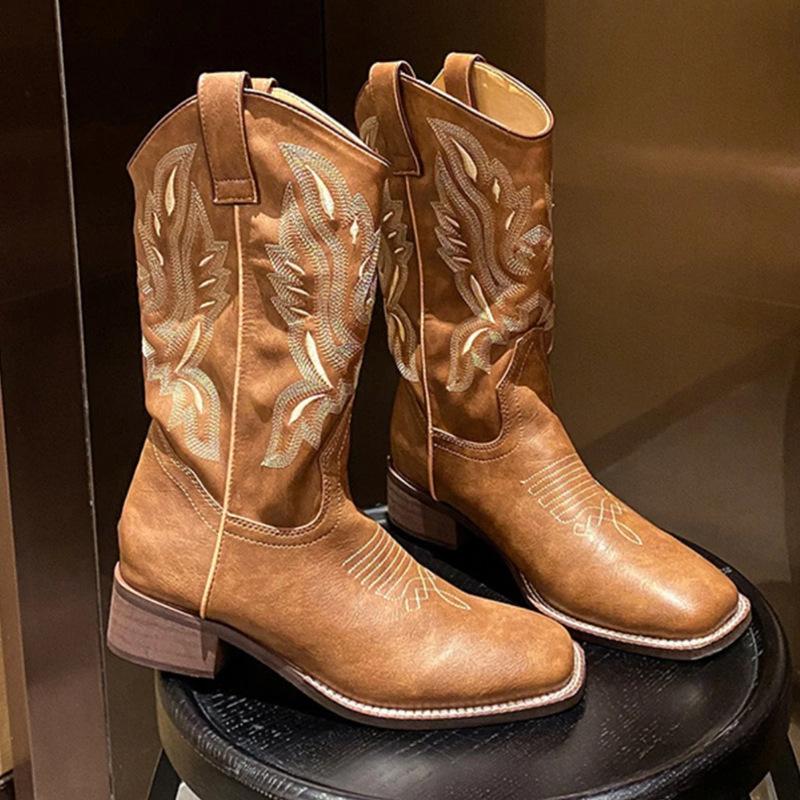 Western cowboy boots medium riding boots tall knight boots women s 2025 new boots summer boots 40 6957₽