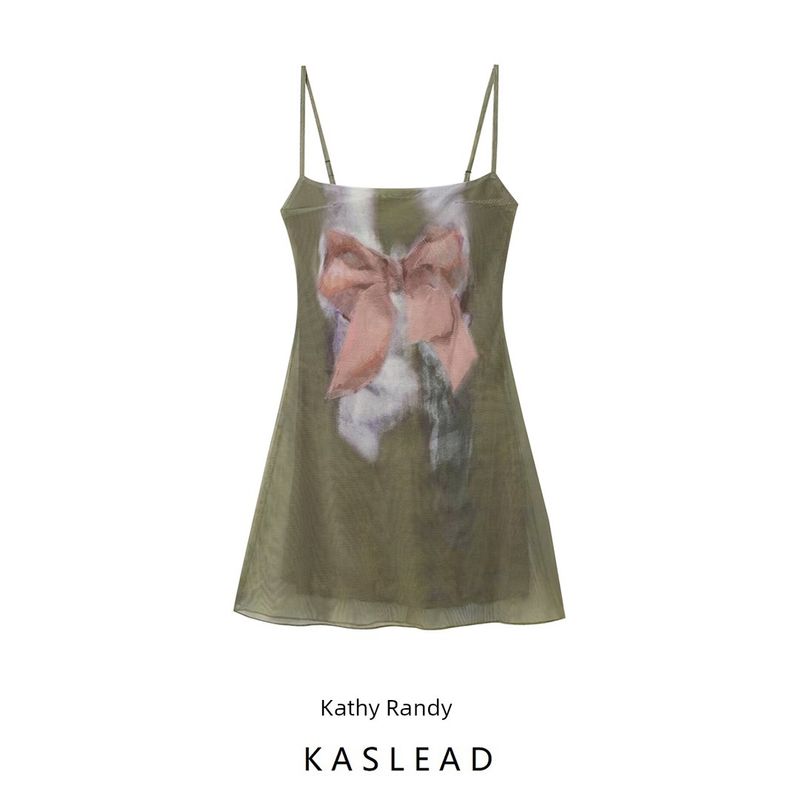 Kaslead New Arrival Women's Clothing Fashion Style Fashion Silm French Style Bow Positioning Short Dress