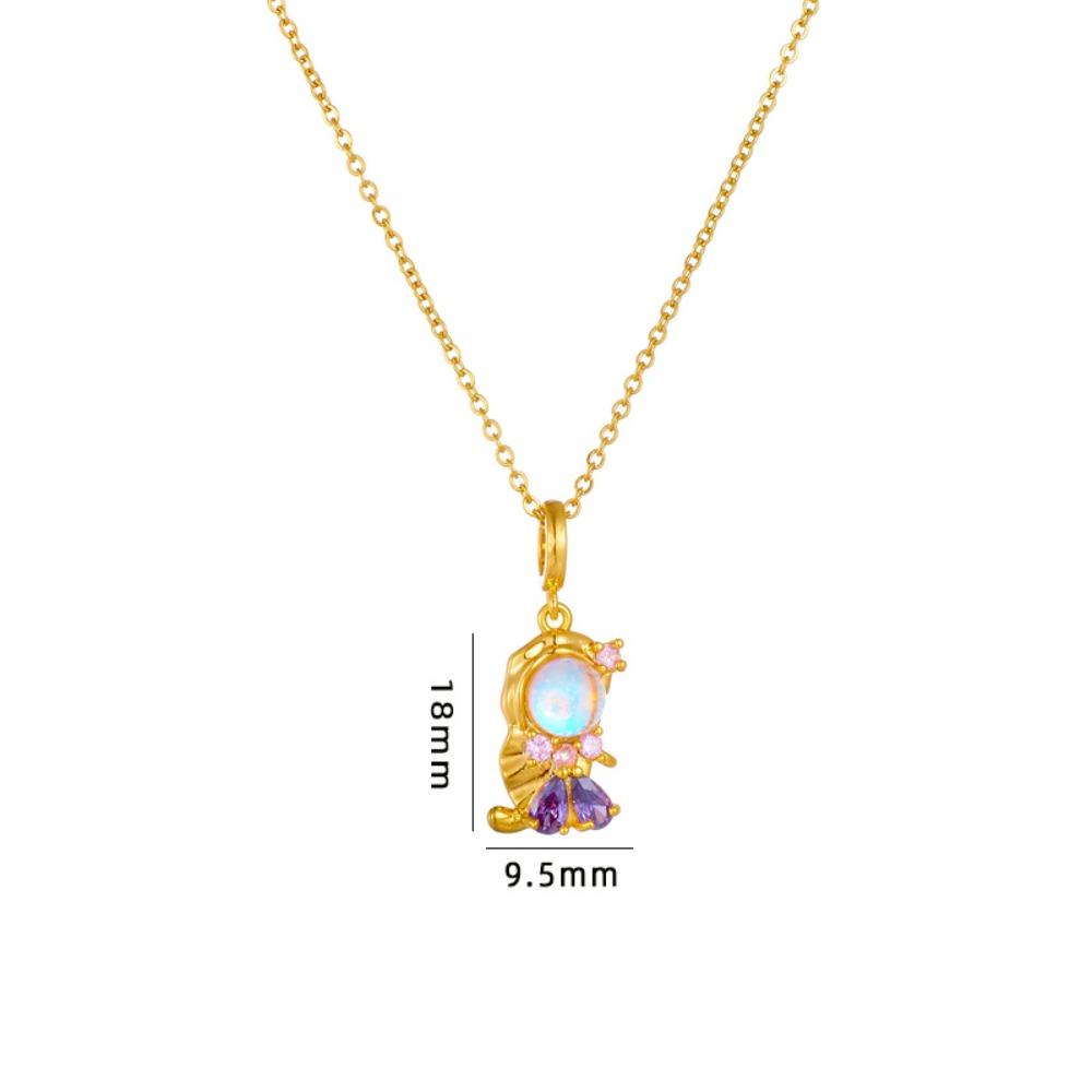 Sweet Exquisite Magic Fairy Elf Natural Rainbow Opal Zircon Pendant Necklace for Women Girl Fashion Lucky Charm Jewelry Gifts