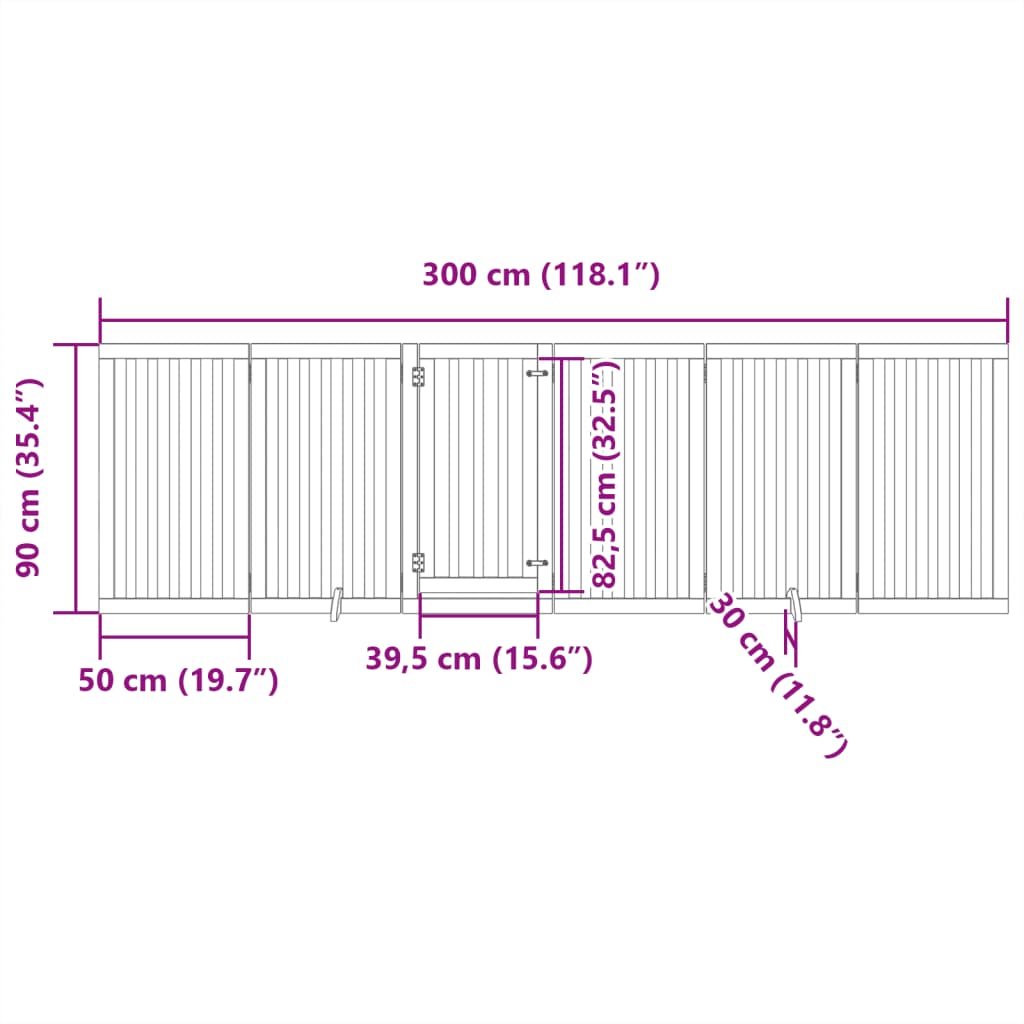 6 Piece Foldable White Dog Gate 300 cm Poplar Wood
