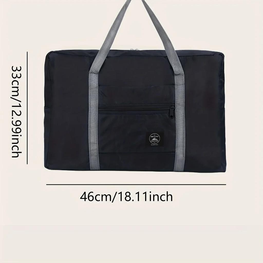 1pc-Solid Color Waterproof Folding Travel Bag Lightweight and Large Capacity Luggage Storage Bag